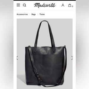 EUC Madewell Black Leather Medium Transport Tote